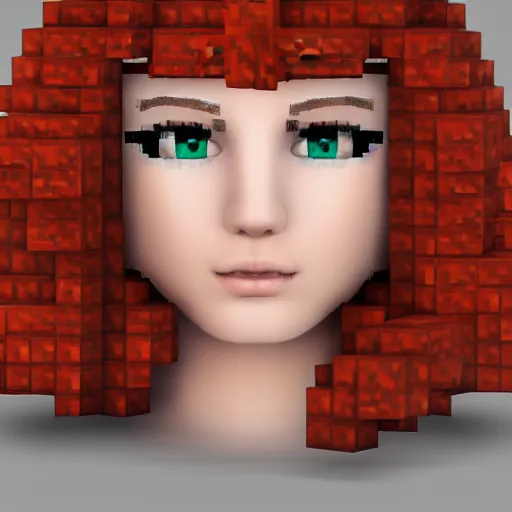 Prompt: redhead woman, minecraft game art style, closeup