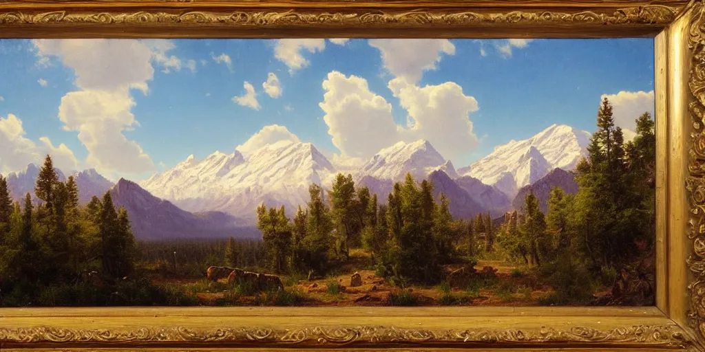 Prompt: Colorado mountains, oil painting, highly detailed, artwork, in style of Albert bierstadt