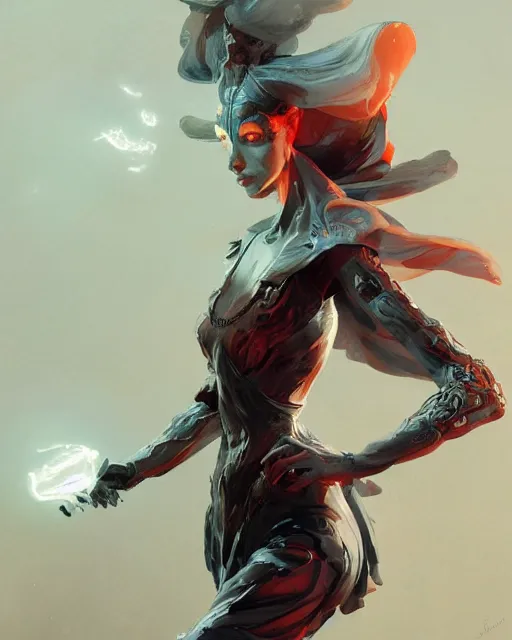 Prompt: masterpiece concept art, a beautiful highly detailed sci - fi renaissance lady, confident pose, by peter mohrbacher and jae lee, 8 k, intricate detail, cinematic lighting, red white and black colors