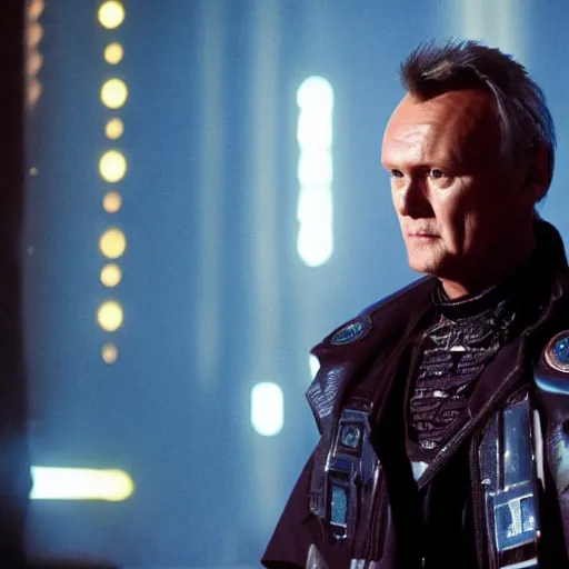 Image similar to Anthony Head as Cyberpunk Uther