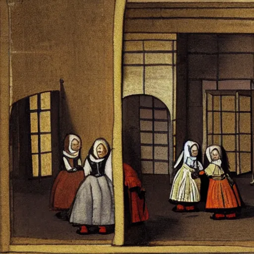 Image similar to las meninas with stick figures, flash animation