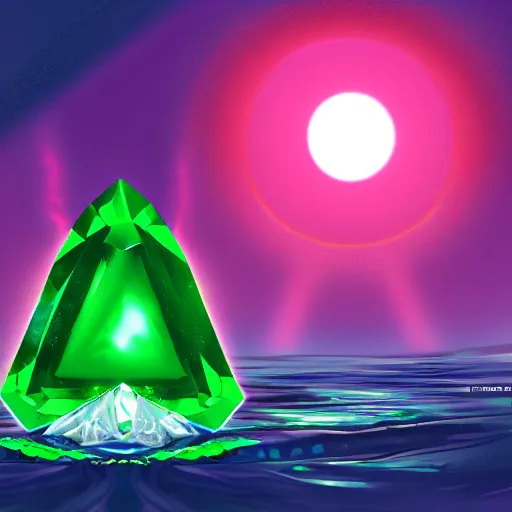 Prompt: emerald gem, epic retrowave art, trending on art station