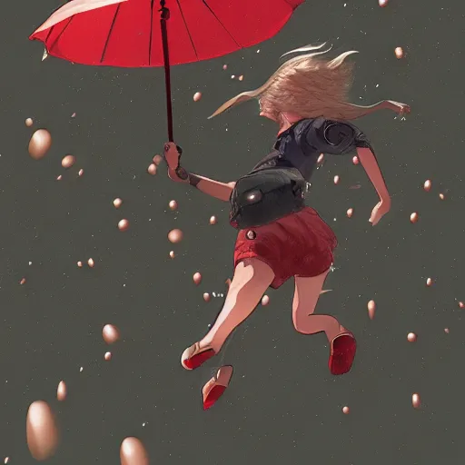 Image similar to falling from the sky like rain, bystanders watching from the sides, 4 k, by miyazaki, monokubo, artstation,