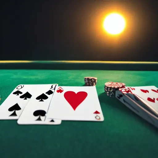 Prompt: the sun beating the moon in poker