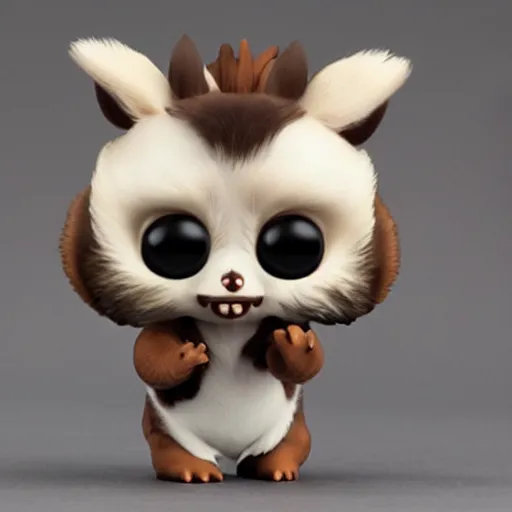 Prompt: gizmo the mogwai brown - white fur, big droopy ears big lips big shiny eyes funko pop