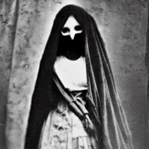 Image similar to pareidolia mysterious dark figure beautiful old photo