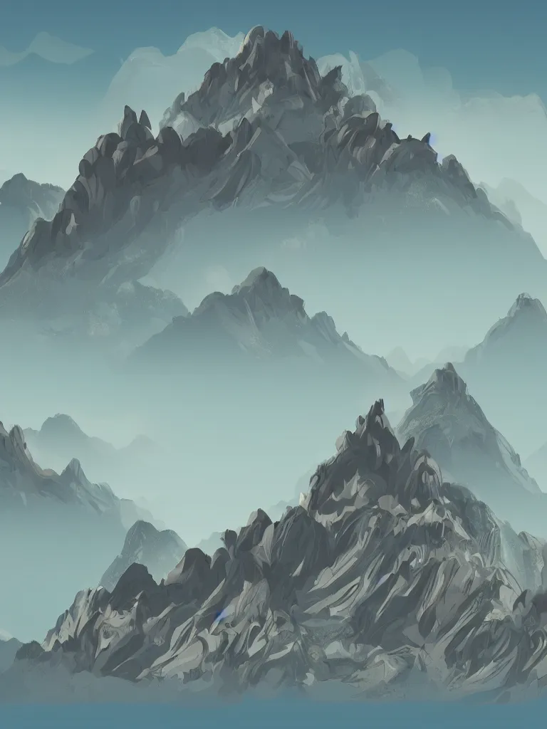 Prompt: surreal mountains with little house on top. vector by disney concept artists, blunt borders, rule of thirds