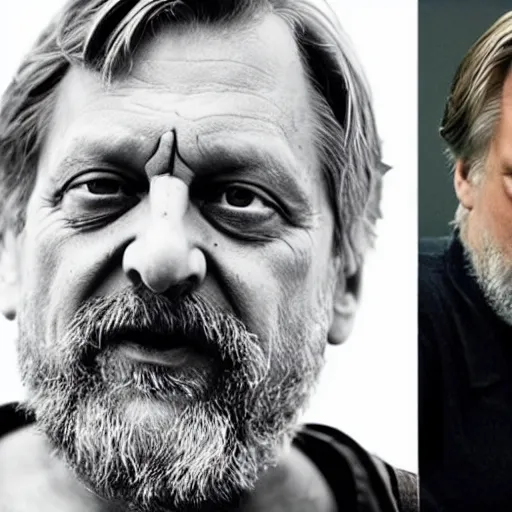 Prompt: slavoj zizek as the villain in christopher nolan's next blockbuster film