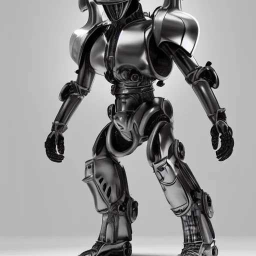 Prompt: an alien wearing a mechanical battle armor, full body, octane render, photo realistic, hyper realistic, 8 k resolution, black and white, style of alvin schwartz - n 4