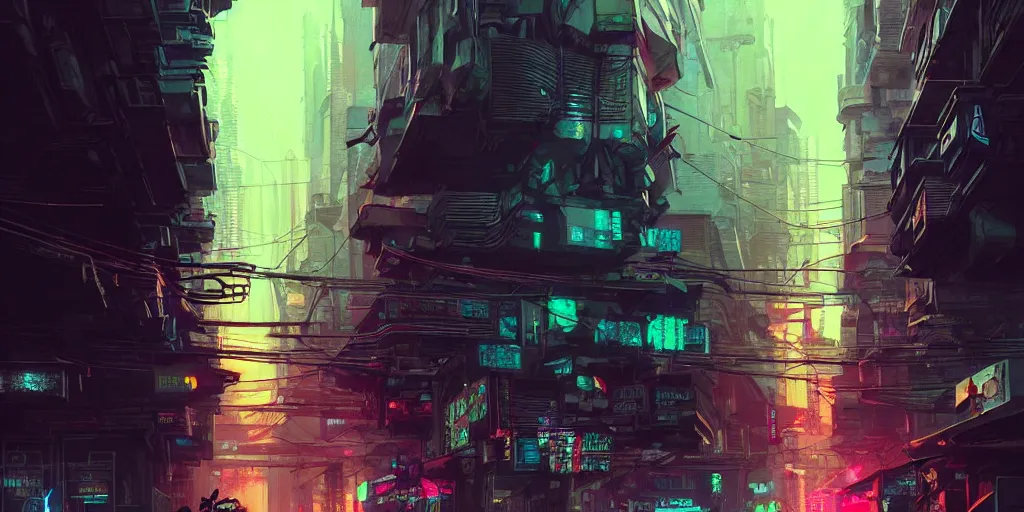 Image similar to cyberpunk streets of manila, detailed intricate illustration, dark atmosphere, detailed illustration, hd, 4 k, digital art, overdetailed art, by greg rutkowski, by loish, complementing colors, trending on artstation, deviantart