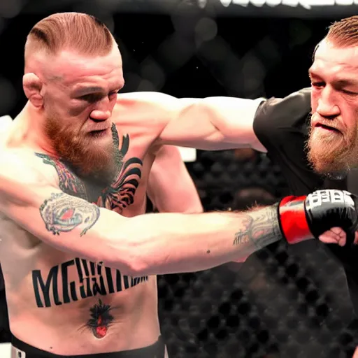 Image similar to Conor McGregor slapping a frail elderly man