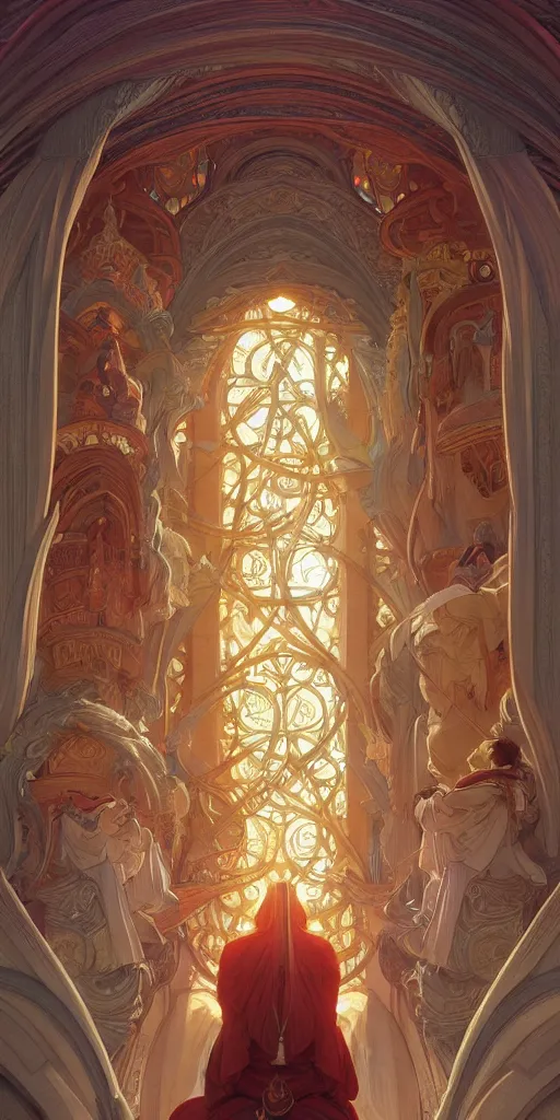 Image similar to sacred spaces, intricate, highly detailed, digital painting, artstation, concept art, smooth, sharp focus, illustration, Unreal Engine 5, 8K, art by artgerm and greg rutkowski and alphonse mucha, by Jesper Ejsing, by RHADS, Makoto Shinkai and Lois van baarle, ilya kuvshinov, rossdraws