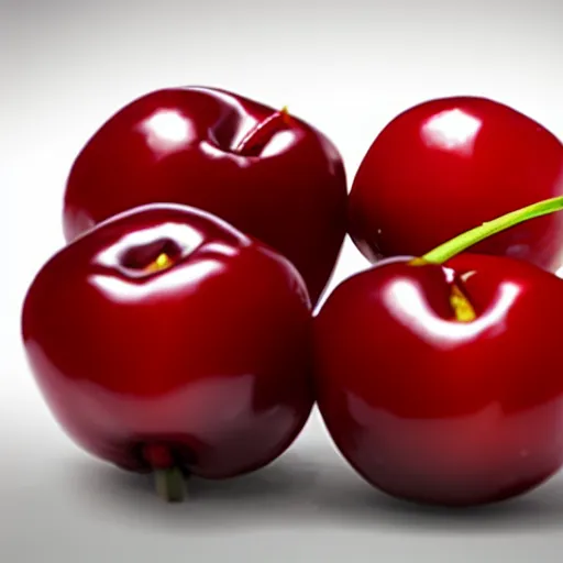 Prompt: Artstation digital art render three fresh cherries