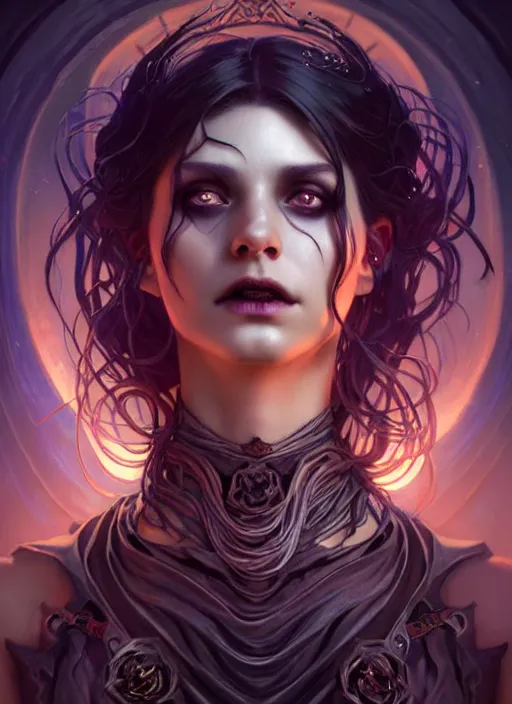 Image similar to a beautiful cinematic female Necromancer Sorceress, galatic shamen with Quantum energy fantasy, fantasy magic, undercut hairstyle, dark light night, intricate, elegant, sharp focus, illustration, highly detailed, digital painting, concept art, matte, art by WLOP and Artgerm and Greg Rutkowski and Alphonse Mucha, masterpiece