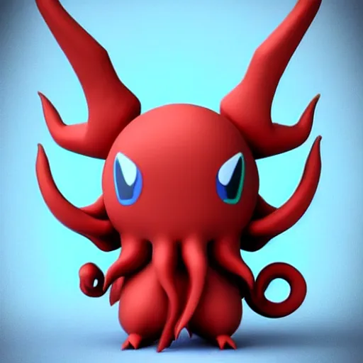 Prompt: an adorable cthulhu pokemon. very cute friendly. detailed. textured. beautiful. digital render.