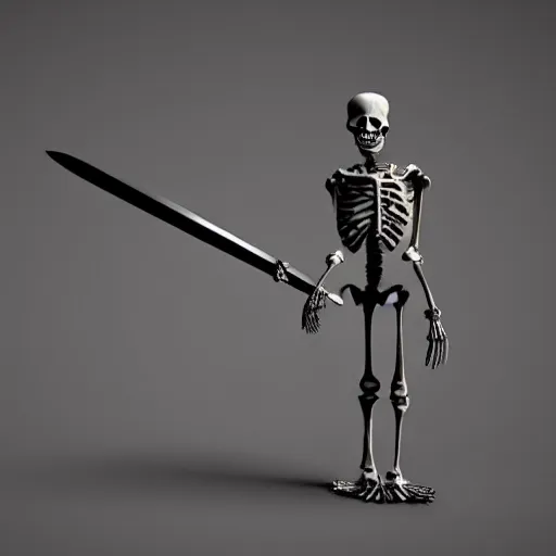 Prompt: Skeleton with big sword