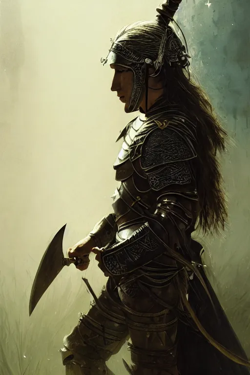 Prompt: young ashley tisdale, legendary warrior, fighter, lord of the rings, tattoos, decorative ornaments, battle armor, carl spitzweg, ismail inceoglu, vdragan bibin, hans thoma, greg rutkowski, alexandros pyromallis, perfect face, detailed, sharply focused, centered, rule of thirds, photorealistic shading