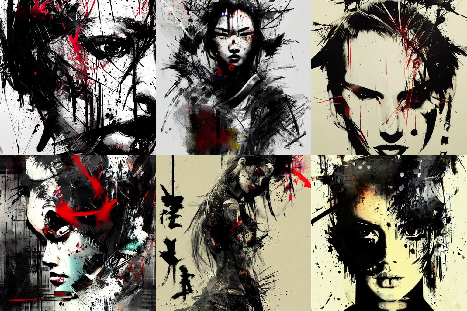 Prompt: artwork by Brian Sum and Russ Mills showing a samurai