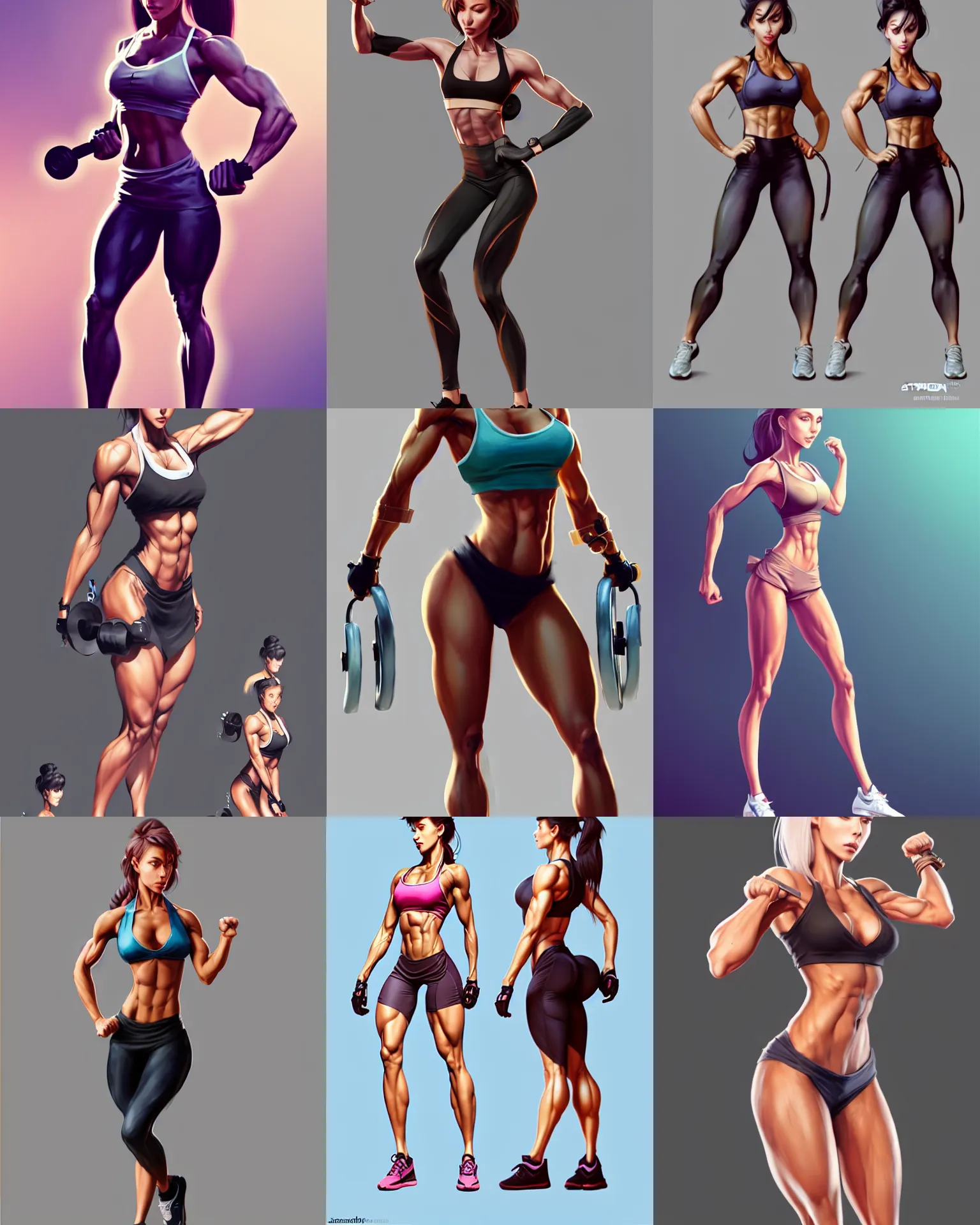 Prompt: full body character concept art of a gorgeous stylish female fitness coach | | distinct - fine, key visual, realistic shaded perfect face, fine details by stanley artgerm lau, wlop, rossdraws, james jean, andrei riabovitchev, marc simonetti, sakimichan, and jakub rebelka, trending on artstation