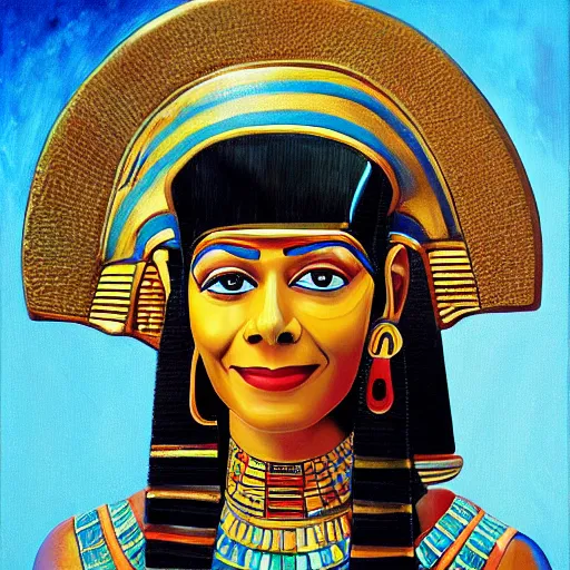 Image similar to Bill Gates Cleopatra, egyptian style background, oil on canvas, professional portrait, highly detailed