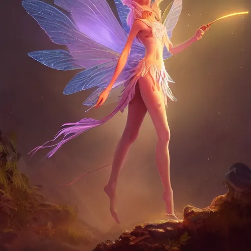 Image similar to a DND glowing fairy, made by Stanley Artgerm Lau, WLOP, Rossdraws, ArtStation, CGSociety, concept art, cgsociety, octane render, trending on artstation, artstationHD, artstationHQ, unreal engine, 4k, 8k,