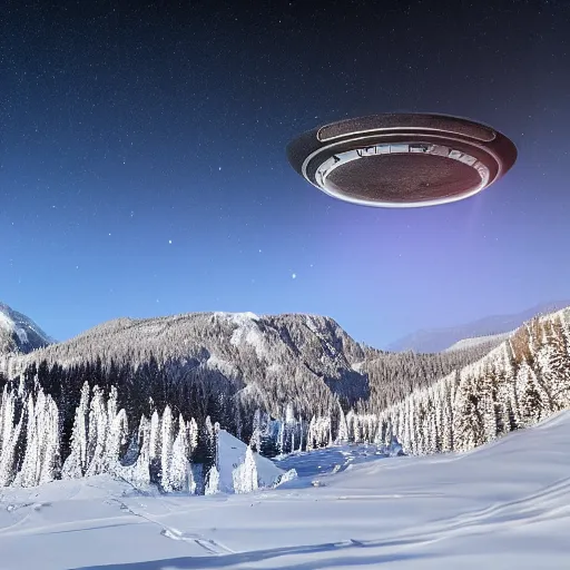 Prompt: a ufo spotted in the sky in the canadian rockys, 4k, high detail, high-resolution photograph, professional photography, ultra-detail