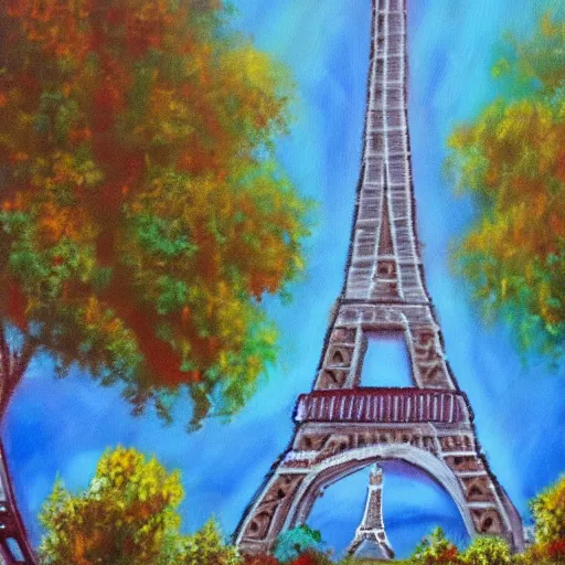 Prompt: the eiffel tower painted by bob ross