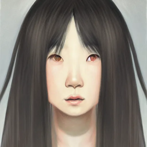 Prompt: realistic Portrait painting of Kimi Hime as Sadako, made by Michaelangelo and Gustave Courbet, physical painting, Sharp focus,digital art, bright colors,fine art, trending on Artstation, unreal engine.