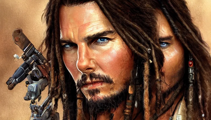 Prompt: Tom Cruise is Jack Sparrow, hyperdetailed, artstation, cgsociety, 8k