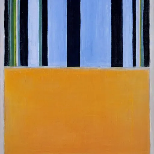 Image similar to In this performance art, the artist has used a simple palette of colors to create a feeling of calm and serenity. The soft hues of blue and green are reminiscent of a cloudy sky, while the orange and yellow suggest the warm glow of the sun. The vertical stripes of color are divided by thin lines of black, which give the impression of deep space. The overall effect is one of peacefulness and balance. by Pierre Bonnard ornamented