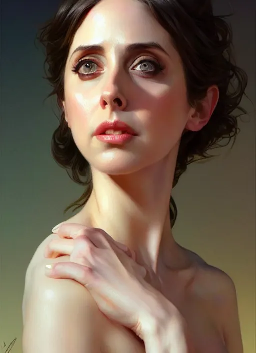 Image similar to ultra realistic illustration, hot alison brie. realistic intricate, elegant, highly detailed, digital painting, artstation, concept art, smooth, sharp focus, illustration, art by artgerm and greg rutkowski and alphonse mucha and wlop