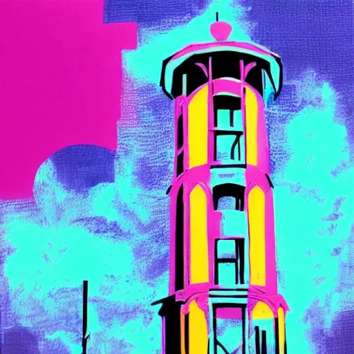 Image similar to the watchtower, stencil art, modern, gradients