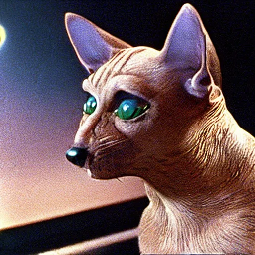 Image similar to a film still of cat - dog hybrid in star wars 1 9 7 7, realistic, photorealistic, detailed,