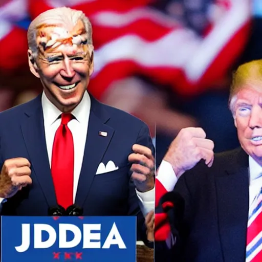 Image similar to Joe Biden fighting Donald Trump in a boxing ring, hd, boxing gloves