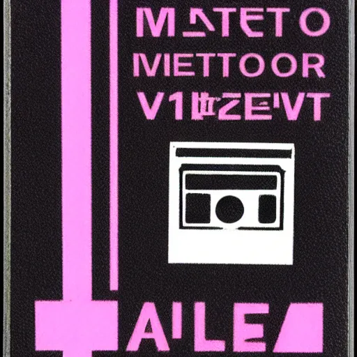 Prompt: a polaroid photo of a printed “ to the metaverse ” text, vector graphic design of pale pink airline tickets that read “ to the metaverse ” in bold text, alien ar code and e - ink display, highly detailed, no noise, coherent text english characters