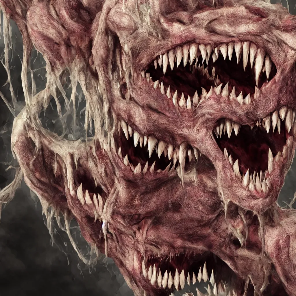 Image similar to horrifying creature, realistic, fangs