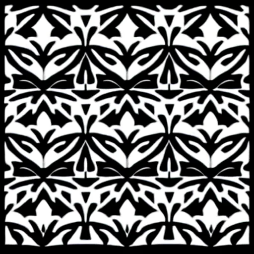 Prompt: black and white svg vector art panel for cnc plasma, laser, stencil, unique art deco forest design