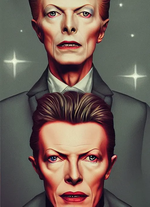 Image similar to twin peaks poster art, portrait of david bowie learns from synthizia where the next clue lies, by michael whelan, rossetti bouguereau, artgerm, retro, nostalgic, old fashioned