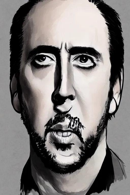 Image similar to nicholas cage, portrait, frostbite engine, extremely detailed,