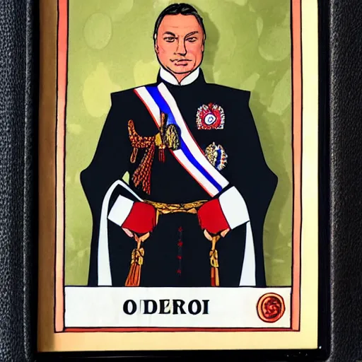 Image similar to id photo of a viktor orban in emperor outfit, art by pater sato