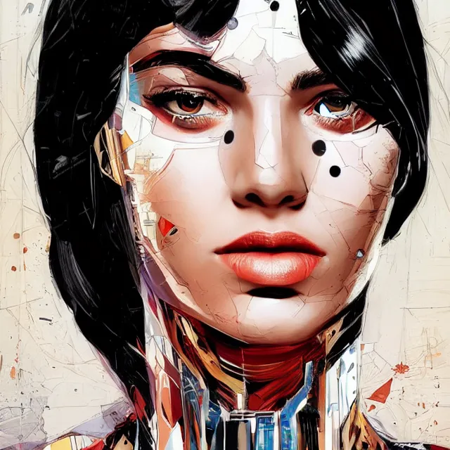 Image similar to portrait of a female android, by MARVEL comics and Sandra Chevrier, 8k