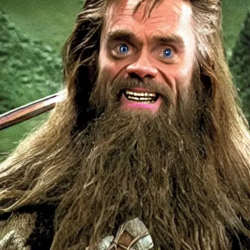 Prompt: jim carrey playing gimli in lord of the rings