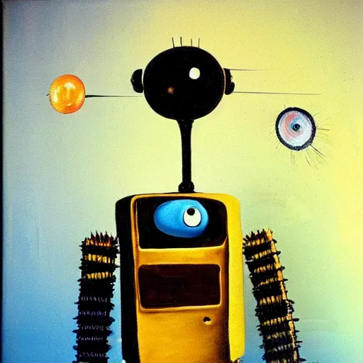 Prompt: adorable robot painted by salvador dali, similar to wall - e