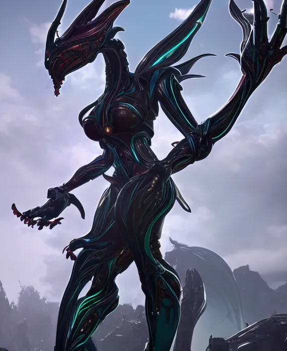 Prompt: highly detailed giantess shot, worms eye view, looking up at a giant goddess saryn prime female warframe, as a stunning beautiful anthropomorphic robot female dragon, with metal ears and LED eyes, posing elegantly over you, detailed thick warframe moa legs towering over you, sleek streamlined white armor, camera looking up, sharp robot dragon claws, proportionally accurate, two arms, two legs, giantess shot, ground view shot, cinematic low shot, massive scale, warframe fanart, destiny fanart, high quality, captura, 3D realistic, professional digital art, high end digital art, furry art, dragon art, macro art, warframe art, destiny art, giantess art, anthro art, DeviantArt, artstation, Furaffinity, 8k HD octane render, epic lighting, depth of field