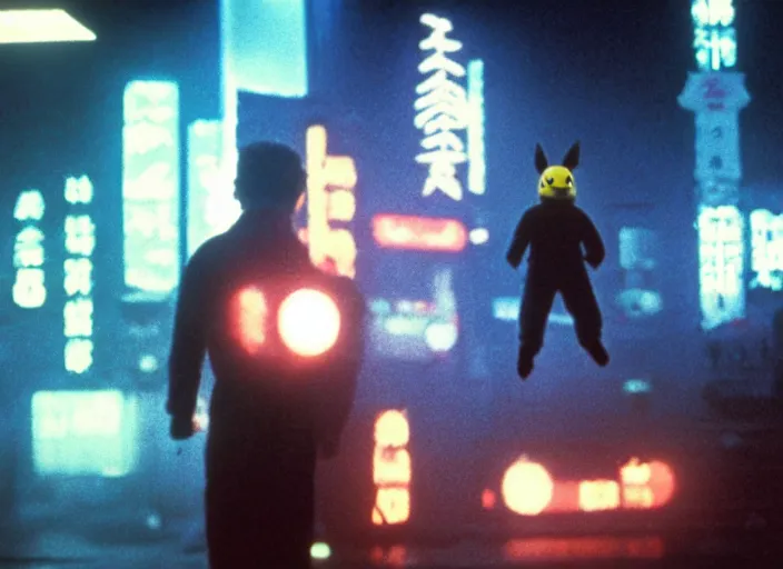 Prompt: film still pikachu in blade runner, 8 k