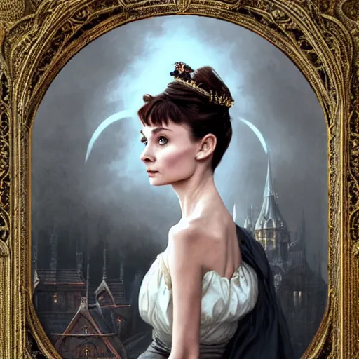 Image similar to audrey hepburn in an epic victorian novel, various backgrounds, intricate, elegant, highly detailed, digital painting, artstation, matte, illustration, art by artgerm, greg rutkowski, loish, rhads, ferdinand knab, makoto shinkai, lois van baarle, ilya kuvshinov, rossdraws, tom bagshaw