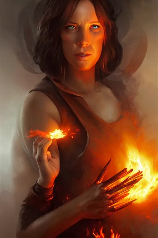 Prompt: character art by bastien lecouffe - deharme, radio host alex jones, on fire, fire powers