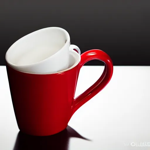 Prompt: photorealistic professional photography of a mug filled with red, opaque slime, taken in a professional studio.