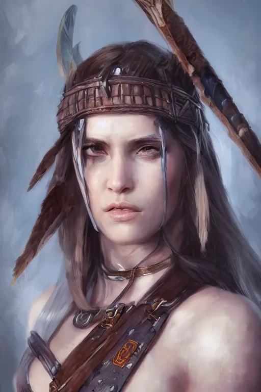 Image similar to portrait of a barbarian female, ultra sharp, very detailed, high quality focus by wlop