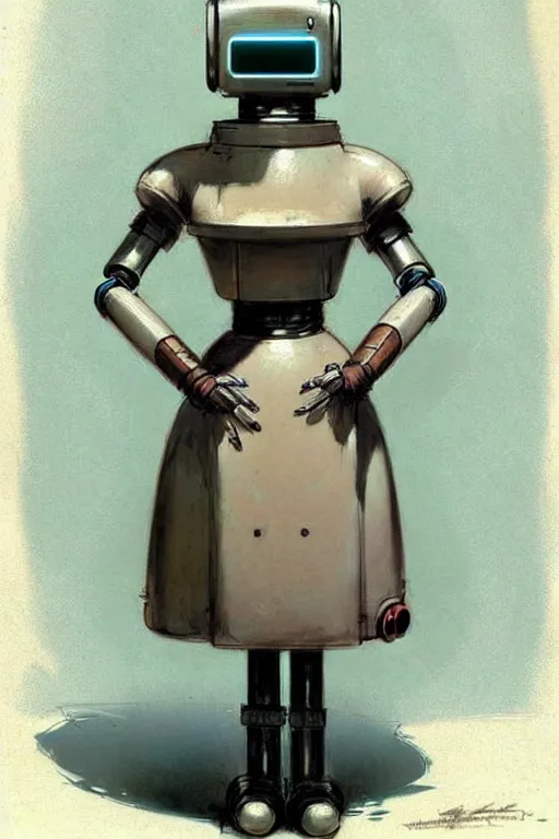 Image similar to ( ( ( ( ( 1 9 5 0 s retro future robot android maid. muted colors. ) ) ) ) ) by jean - baptiste monge!!!!!!!!!!!!!!!!!!!!!!!!!!!!!!